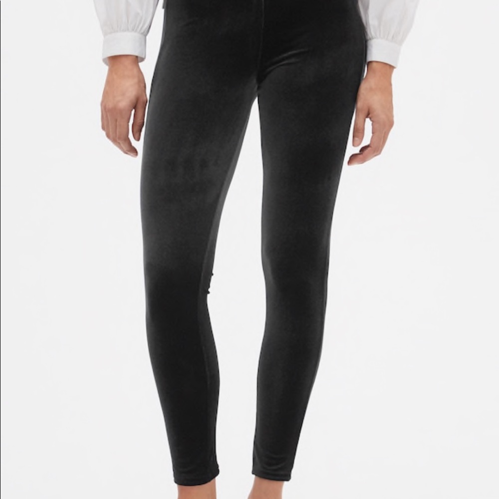 mid waist black velvet legging